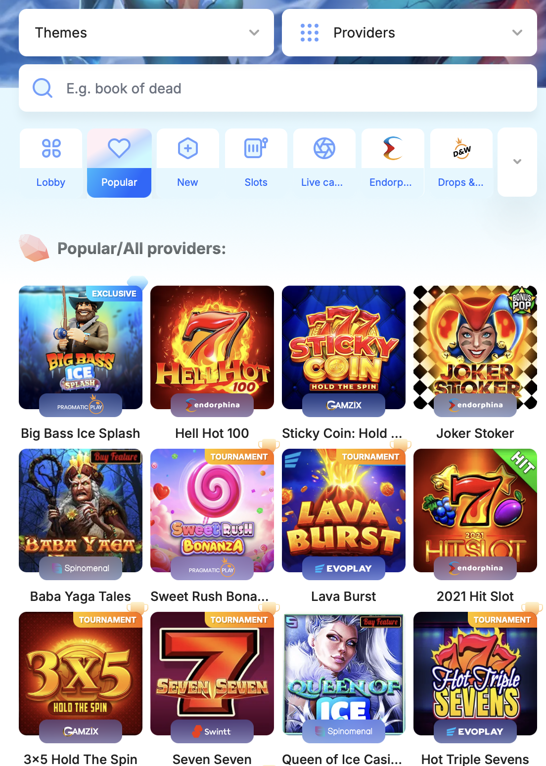 Mobilní verze online kasina Ice Casino